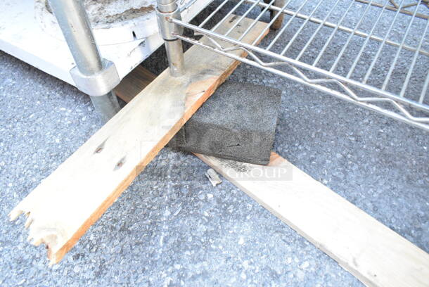 Chrome Finish 5 Tier Wire Shelving Unit on Commercial Casters w/ Contents Including Metal Baking Pans, Basket. Missing Wheel. BUYER MUST DISMANTLE. PCI CANNOT DISMANTLE FOR SHIPPING. PLEASE CONSIDER FREIGHT CHARGES. - Image 2 of 8