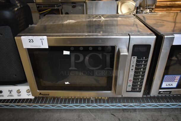 2016 Amana RCS10TS Stainless Steel Commercial Countertop Microwave Oven. 120 Volts, 1 Phase.  - Image 1 of 4