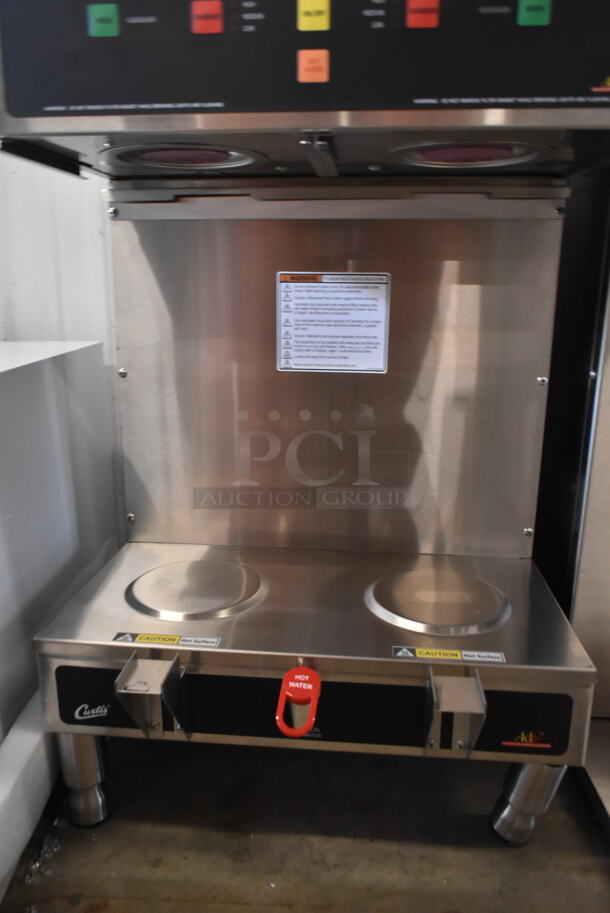 	BRAND NEW SCRATCH AND DENT! Curtis GEM-12D-10 Stainless Steel Commercial Countertop Double Coffee Machine w/ Hot Water Dispenser, 2 Satellite Servers and 2 Poly Brew Baskets. 220 Volts, 1 Phase. - Image 6 of 10