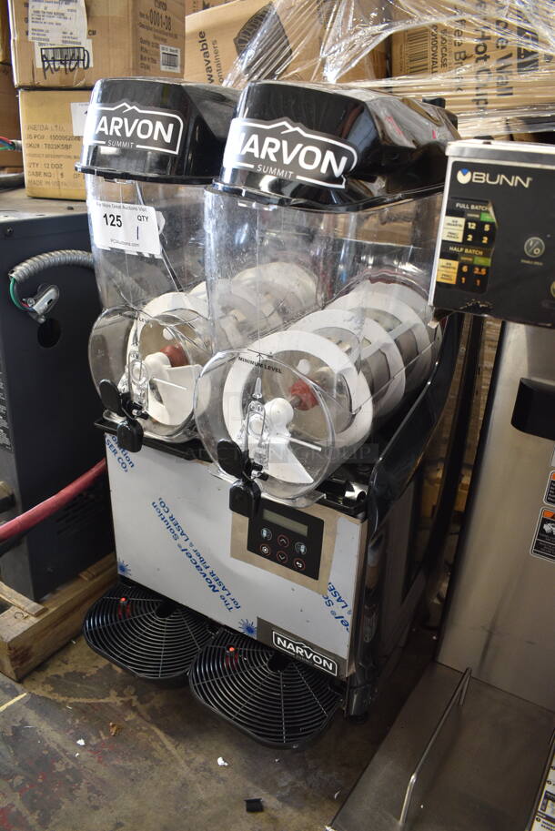 Narvon NSSM2 Stainless Steel Double 3 Gallon Pourover Granita / Slushy / Frozen Beverage Dispenser. 115 Volts, 1 Phase. Tested and Working! - Image 3 of 10
