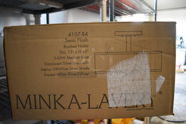 BRAND NEW SCRATCH AND DENT! Minka-Lavery Semi Flush 4107-84 Brushed Nickel Light Fixture - Image 3 of 3