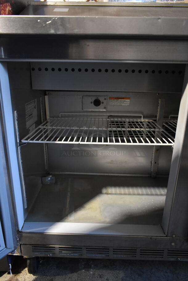 Beverage Air SPE48-10 Stainless Steel Commercial Sandwich Salad Prep Table Bain Marie Mega Top on Commercial Casters. 115 Volts, 1 Phase. Tested and Powers On But Does Not Get Cold - Image 4 of 6