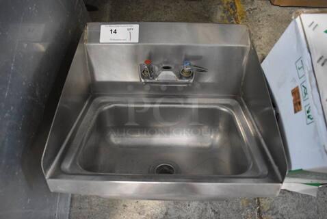 Stainless Steel Single Bay Wall Mount Sink w/ Handles. 17x15x15