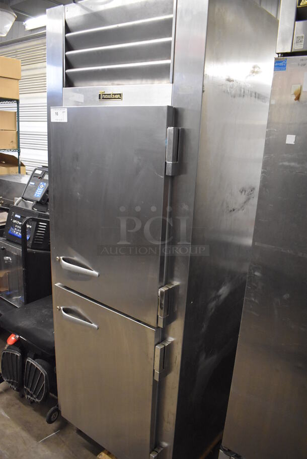 Traulsen AHT132WPUT-HHS Stainless Steel Commercial Two Half Size Door Reach In Pass Through Cooler. Missing 2 Legs. 115 Volts, 1 Phase. 30x35x83. Tested and Powers On But Does Not Get Cold - Image 3 of 8