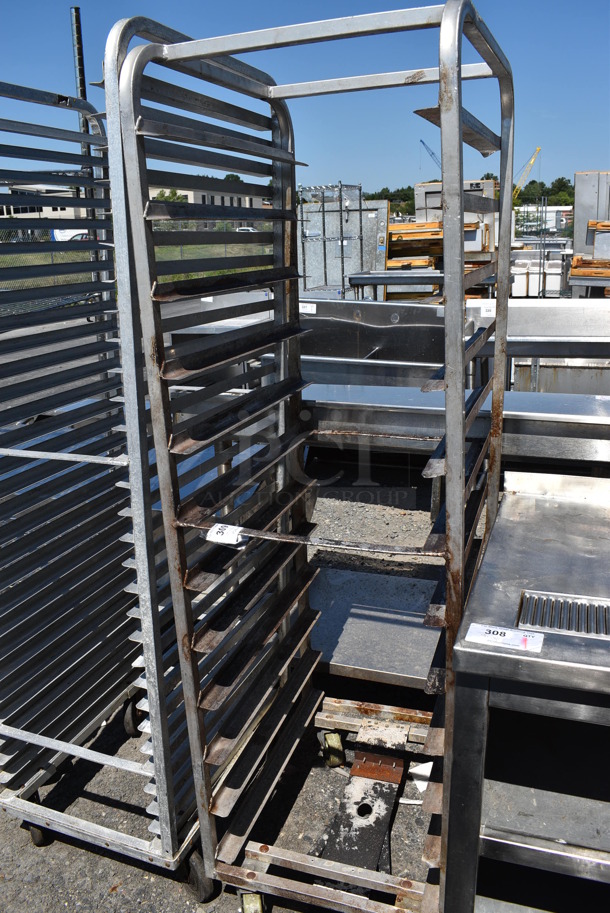 Metal Commercial Pan Transport Rack on Commercial Casters. 20.5x26x68