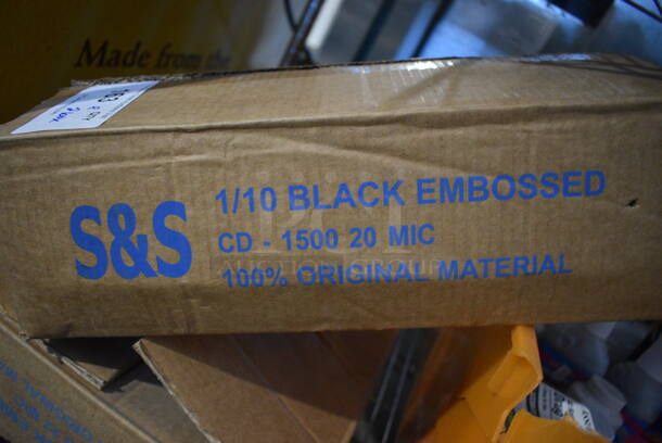 ALL ONE MONEY! Lot of 2 Boxes of Black Embossed Plastic Bags - Image 3 of 4