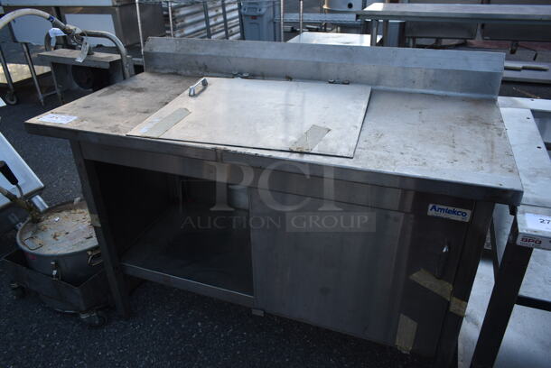 Stainless Steel Commercial Table w/ Back Splash, Under Shelf and Door.