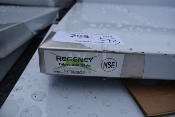 BRAND NEW SCRATCH AND DENT! Regency 600TSB3072S 30" x 72" 16-Gauge Stainless Steel Commercial Work Table with 4" Backsplash and Undershelf - Image 6 of 6