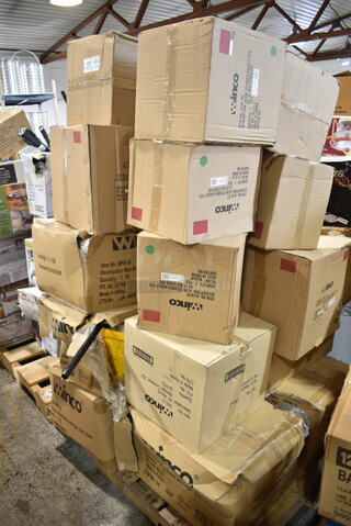 PALLET LOT of 20 BRAND NEW Items/Boxes Including 9 Winco Steamer Baskets, 3 Winco MPB-36R Mop Bucket, Winco C-RTC Cover. 20 Times Your Bid!