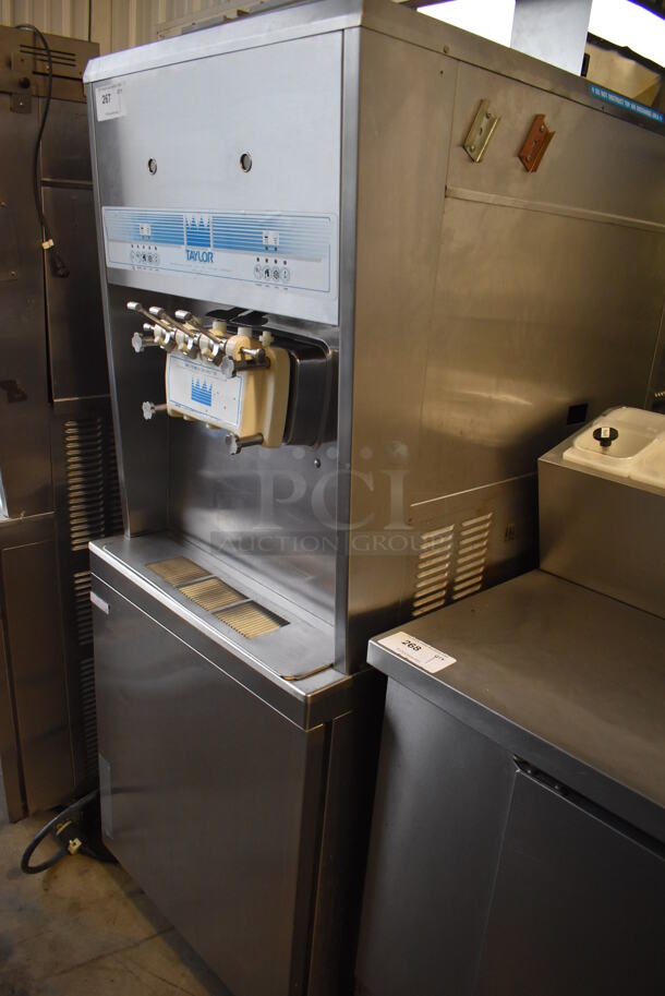 Taylor 8756-27 Stainless Steel Commercial Floor Style Water Cooled 2 Flavor w/ Twist Soft Serve Ice Cream Machine on Commercial Casters. 208/230 Volts, 1 Phase. 26x36x72 - Image 6 of 9