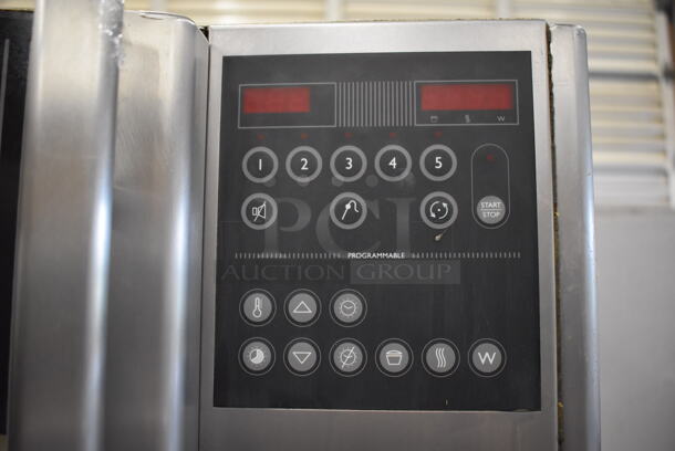 Fri-jado STG7-P Stainless Steel Commercial Electric Powered 5 Spit Rotisserie Oven on Commercial Casters w/ 5 Metal Basket Spits. 208 Volts, 3 Phase. 41x34x71 - Image 5 of 12