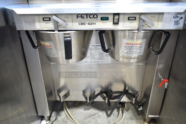 Fetco CBS-62H Stainless Steel Commercial Countertop Double Coffee Machine w/ 2 Metal Brew Baskets and Hot Water Dispenser.  - Image 3 of 7