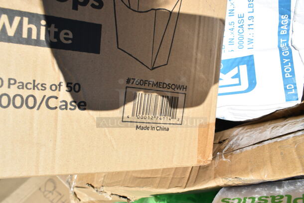 PALLET LOT of 18 BRAND NEW Boxes Including 433B1BGC Choice 1 lb. Natural Kraft Paper Bag - 500/Case, TS12CCRD, 760FFMEDSQWH Choice 5.5 oz. Medium White Paper Scoop / Tray - 1000/Case, Dart S6BWB Spoons, 600LEGALV451 Regency Legs. 18 Times Your Bid!  - Image 9 of 12