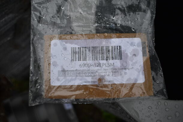 BRAND NEW SCRATCH AND DENT! Rubbermaid 690SH12EPLSM  Silhouettes Silver Metallic Steel Designer Half Round Waste Receptacle -12 Gallon - Image 6 of 6