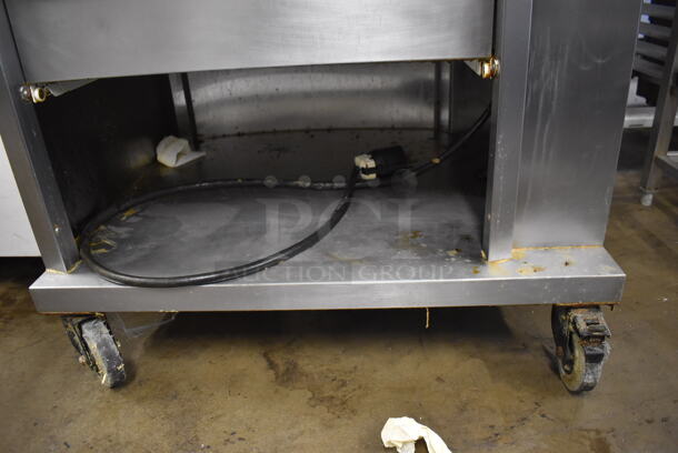 Fri-jado STG7-P Stainless Steel Commercial Electric Powered 5 Spit Rotisserie Oven on Commercial Casters w/ 5 Metal Basket Spits. 208 Volts, 3 Phase. 41x34x71 - Image 10 of 12