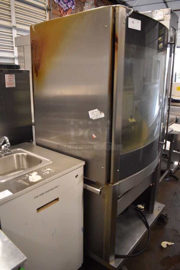 Fri-jado STG7-P Stainless Steel Commercial Electric Powered 5 Spit Rotisserie Oven on Commercial Casters w/ 5 Metal Basket Spits. 208 Volts, 3 Phase. 41x34x71 - Image 12 of 12