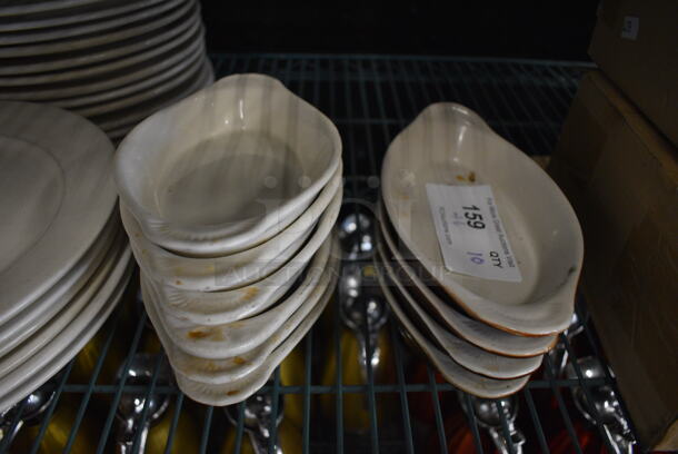 10 Various White Ceramic Single Serving Casserole Dishes. 10x5x1.5. 10 Times Your Bid!