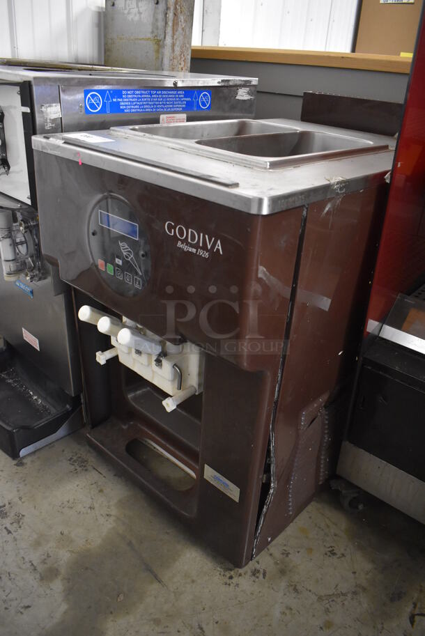 Godiva Stainless Steel Commercial Countertop Air Cooled 2 Flavor w/ Twist Soft Serve Ice Cream Machine. 208-230 Volts, 3 Phase. 21.5x35x36 - Image 3 of 7