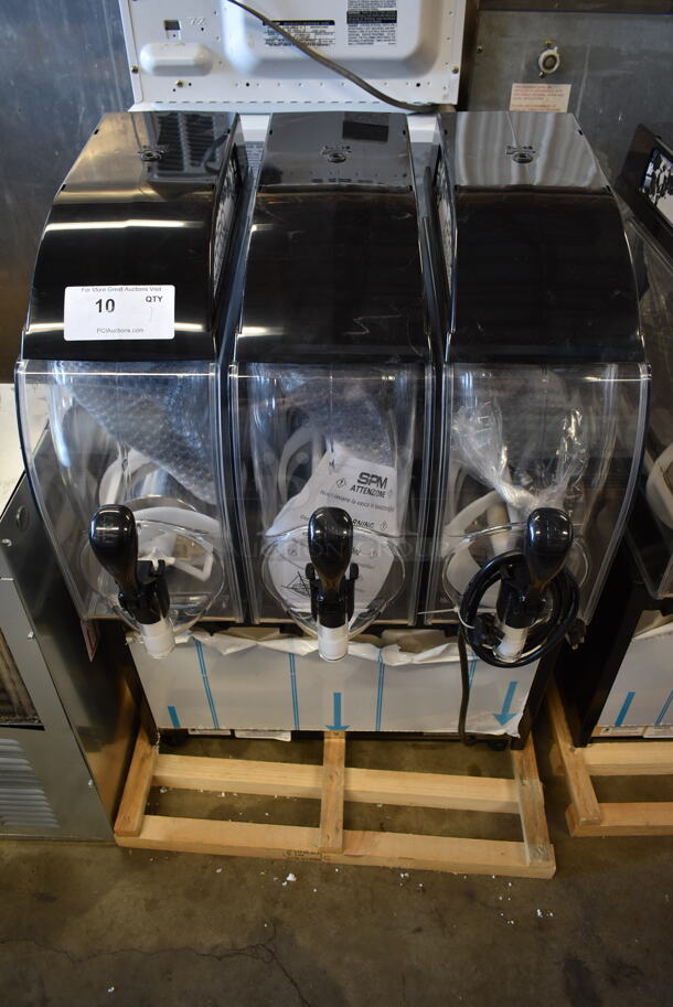 BRAND NEW! 2021 SPM I-PRO 3 E Stainless Steel Commercial Countertop 3 Hopper Slushie Machine. 115 Volts, 1 Phase. Stock Pictures Used - Image 1 of 7