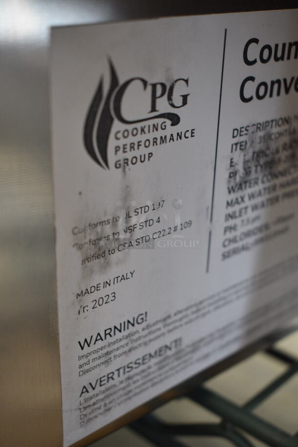 BRAND NEW SCRATCH AND DENT! 2023 Cooking Performance Group CPG 351COHT3A Stainless Steel Commercial Electric Thermostatic Countertop 3 Tray Half Size Convection Oven with Steam Injection. See Pictures For Broken Glass. 120 Volts, 1 Phase. Tested and Powers On But Does Not Get Warm - Image 8 of 8