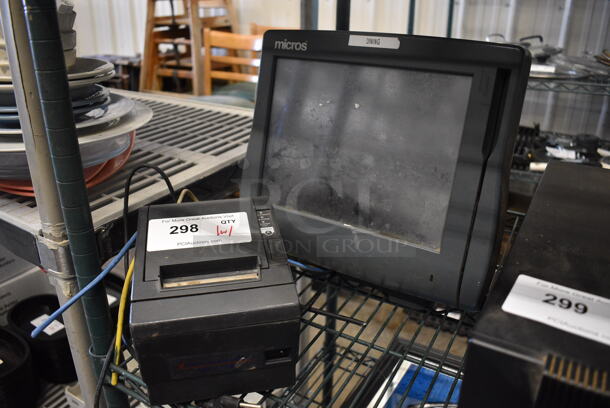 ALL ONE MONEY! Lot of Micros 15" POS Monitor and Receipt Printer - Image 2 of 4