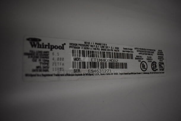 Whirlpool ET1MHKXMQ02 Metal Cooler Freezer Combo Unit. 115 Volts, 1 Phase. 33x30x66. Tested and Working! - Image 5 of 7