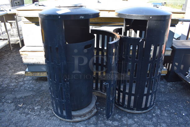 2 Black Metal Trash Can Shells. 22x22x45. 2 Times Your Bid!