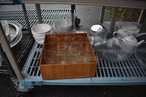 ALL ONE MONEY! Lot of 4 Tiers of Various Smallwares Including White Ceramic Plates, Pitchers. Does Not Include Shelving Unit - Image 6 of 7