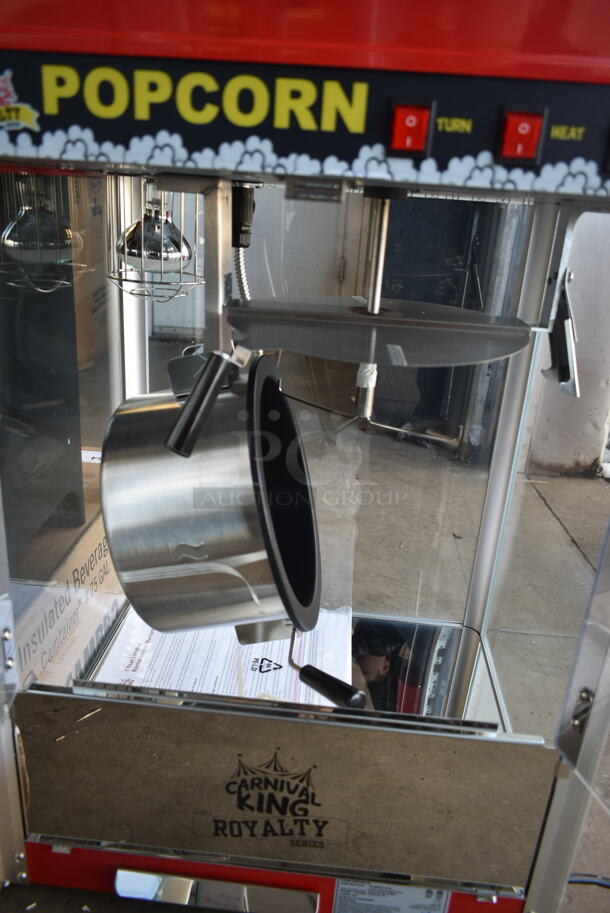 BRAND NEW SCRATCH AND DENT! 2023 Carnival King 382PM50NR Stainless Steel Royalty Series 12 oz. Red Commercial Popcorn Machine / Popper. 110 Volts, 1 Phase. Tested and Working! - Image 6 of 6