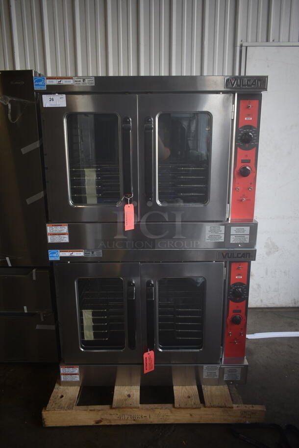 2 BRAND NEW SCRATCH AND DENT! Vulcan VC5ED ENERGY STAR Stainless Steel Commercial Electric Powered Full Size Convection Oven w/ View Through Doors, Metal Oven Racks and Thermostatic Controls. 208 Volts, 1/3 Phase. 2 Times Your Bid!