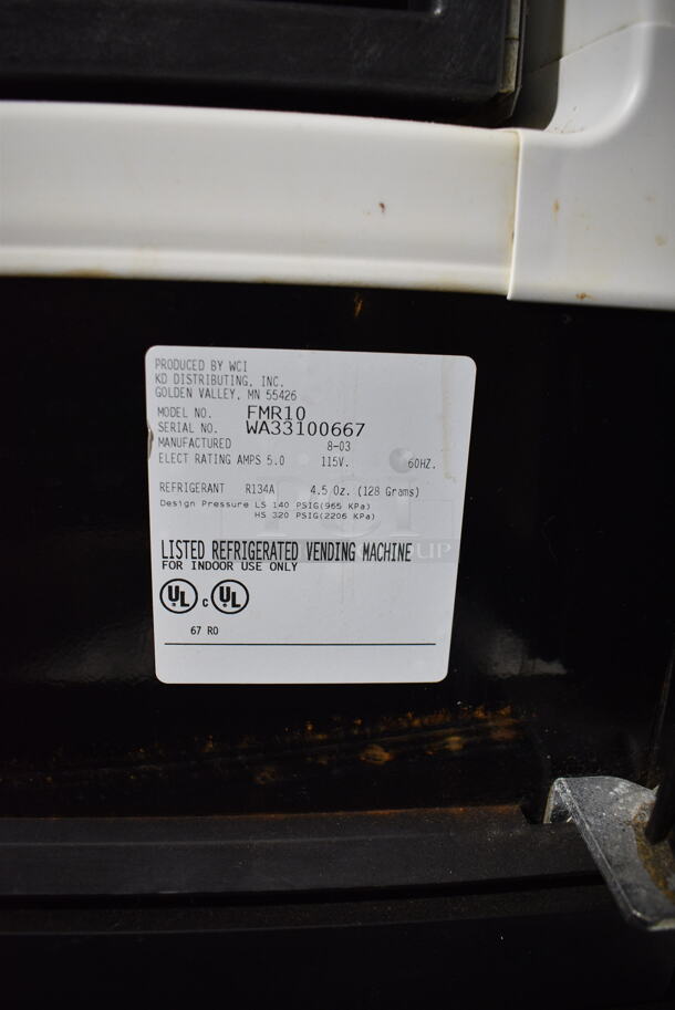 WCI FMR10 Metal Commercial Vending Machine. No Key, Lock Drilled Out. 115 Volts, 1 Phase. Tested and Powers On But Does Not Get Cold - Image 5 of 7