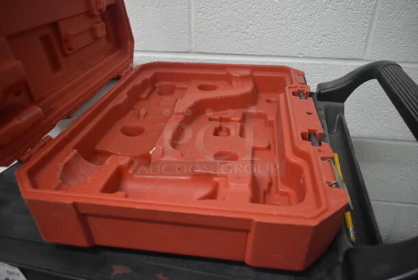 Black and Gray Poly 4 Tier Cart w/ Contents Including Milwaukee Red Hard Case and Metal Tins.  - Image 3 of 7