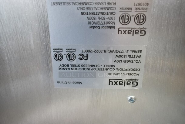 BRAND NEW SCRATCH AND DENT! Galaxy 177GIWC18 Stainless Steel Countertop Wok Induction Range / Cooker. 120 Volts, 1 Phase.  - Image 5 of 5