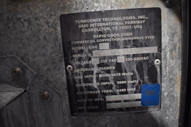 Turbochef NGC Stainless Steel Commercial Countertop Electric Powered Rapid Cook Oven. 208/240 Volts, 1 Phase.  - Image 7 of 8