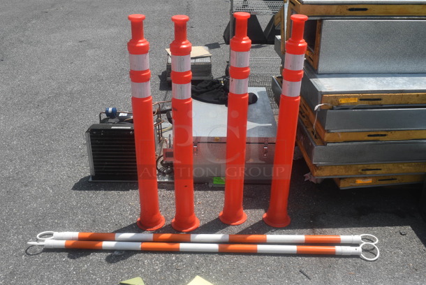 ALL ONE MONEY! 4 Traffic Safety Cones and 2 Connectors