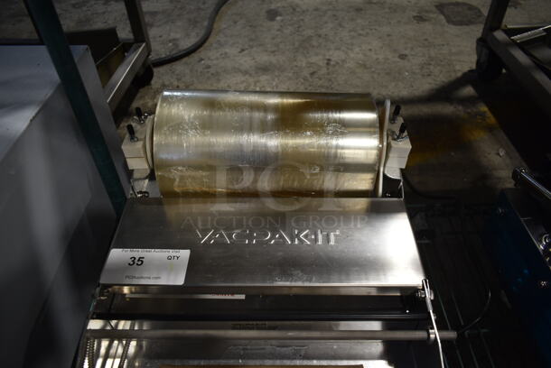 BRAND NEW SCRATCH AND DENT! Vacpak-it 186WM12 Stainless Steel Commercial Countertop 12" Single Roll Film Wrapping Machine. 115 Volts, 1 Phase.  Tested and Working! - Image 3 of 5
