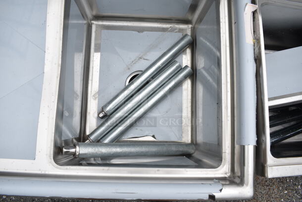 BRAND NEW SCRATCH AND DENT! Regency 600S1162018L 36 1/2" 16 Gauge Stainless Steel One Compartment Commercial Sink with Galvanized Steel Legs and 1 Drainboard - 16" x 20" x 12" Bowl - Image 7 of 9