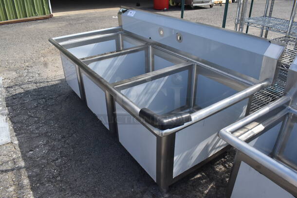 BRAND NEW SCRATCH AND DENT! Regency 600S31824 Stainless Steel Commercial 3 Bay Sink. No Legs. Bays 18x24x14 - Image 3 of 5