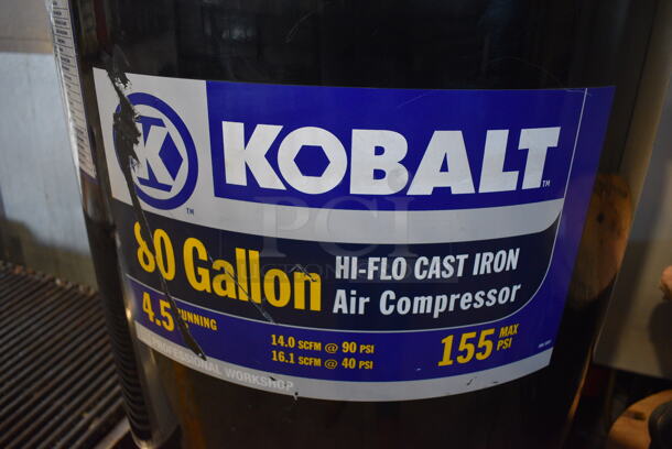 Kobalt 80 Gallon High Flo Cast Iron Air Compressor. 26x26x67 - Image 7 of 7