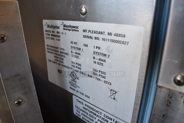 2017 Manitowoc Multiplex Model MB-8-1 Stainless Steel Commercial Blend In Cup Workstation on Single Door Undercounter Cooler on Commercial Casters. 115 Volts, 1 Phase. 26x37x75. Tested and Working! - Image 6 of 6