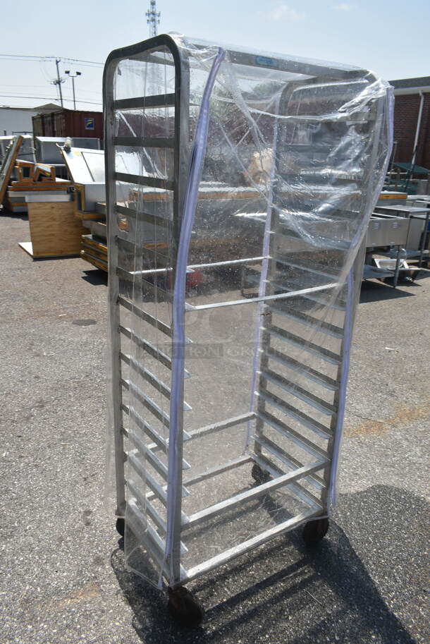 Metal Commercial Pan Transport Rack w/ Clear Cover on Commercial Casters. - Image 2 of 4