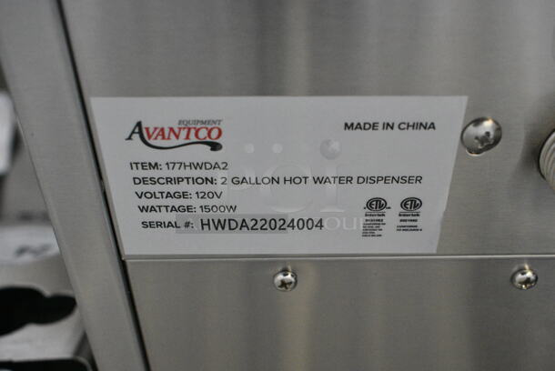 BRAND NEW SCRATCH AND DENT! Avantco 177HWDA2 Stainless Steel 2 Gallon Hot Water Dispenser. 120 Volts, 1 Phase.  - Image 7 of 7