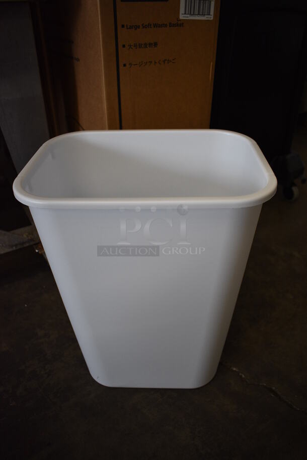 12 BRAND NEW IN BOX! Rubbermaid 2957 White Poly Trash Cans. 11.5x15.5x20. 12 Times Your Bid!
