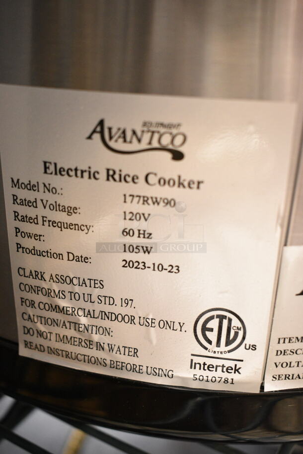 BRAND NEW SCRATCH AND DENT! 2023 Avantco 177RW90 Stainless Steel 92 Cup Electric Rice Warmer. 120 Volts, 1 Phase. Tested and Working! - Image 5 of 5