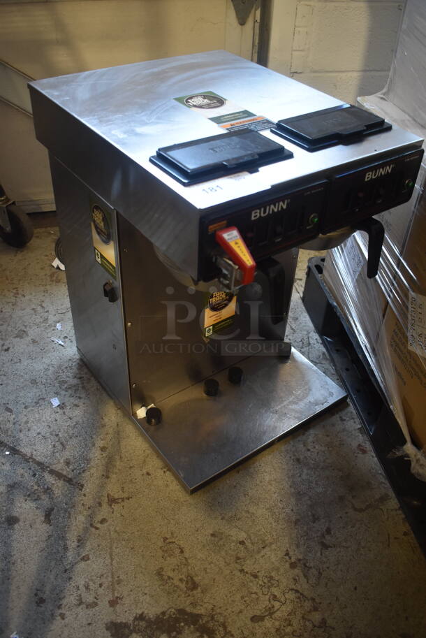 2010 Bunn CWTF TWIN-APS Stainless Steel Commercial Countertop Coffee Machine w/ Hot Water Dispenser and 2 Metal Brew Baskets. 120/240 Volts, 1 Phase.  - Image 2 of 4