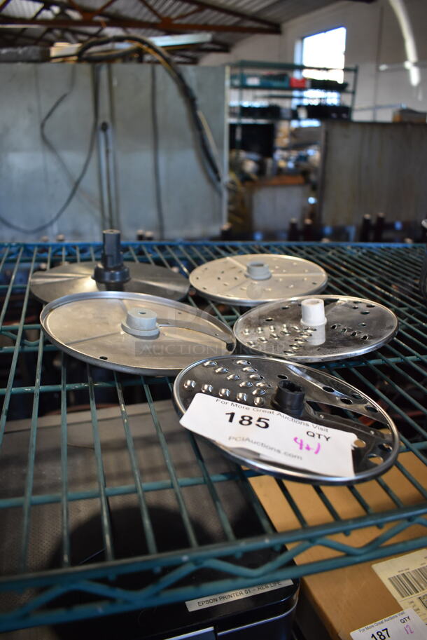 4 Various Metal Food Processor Blades; 3 Grating and 1 Slicing. Comes w/ Black Poly Blade Cover. 6x6x1, 7x7x1. 4 Times Your Bid! - Image 2 of 3