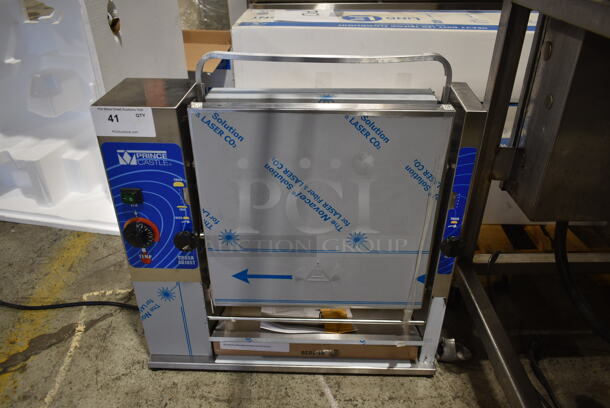 BRAND NEW SCRATCH AND DENT! 2023 Prince Castle 297-T20 Stainless Steel Commercial Countertop Vertical Slim Line Bun Contact Toaster. 115 Volts, 1 Phase. Tested and Working! - Image 1 of 6