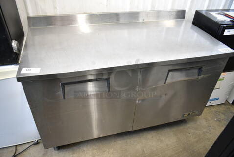 True TWT-60F Stainless Steel Commercial 2 Door Work Top Freezer on Commercial Casters. 115 Volts, 1 Phase. Tested and Powers On But Does Not Get Cold
