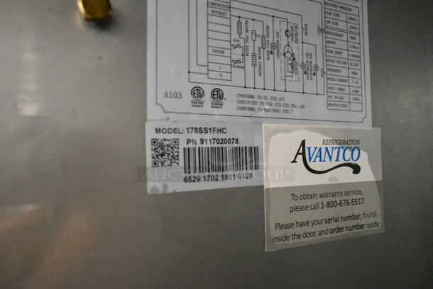 Avantco 178SS1FHC Stainless Steel Commercial Single Door Reach In Freezer on Commercial Casters. 115 Volts, 1 Phase. Tested and Working! - Image 7 of 7