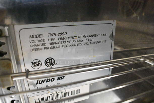 Turbo Air TWR-28SD Stainless Steel Commercial Single Door Work Top Cooler on Commercial Casters. 115 Volts, 1 Phase. Tested and Working! - Image 4 of 4